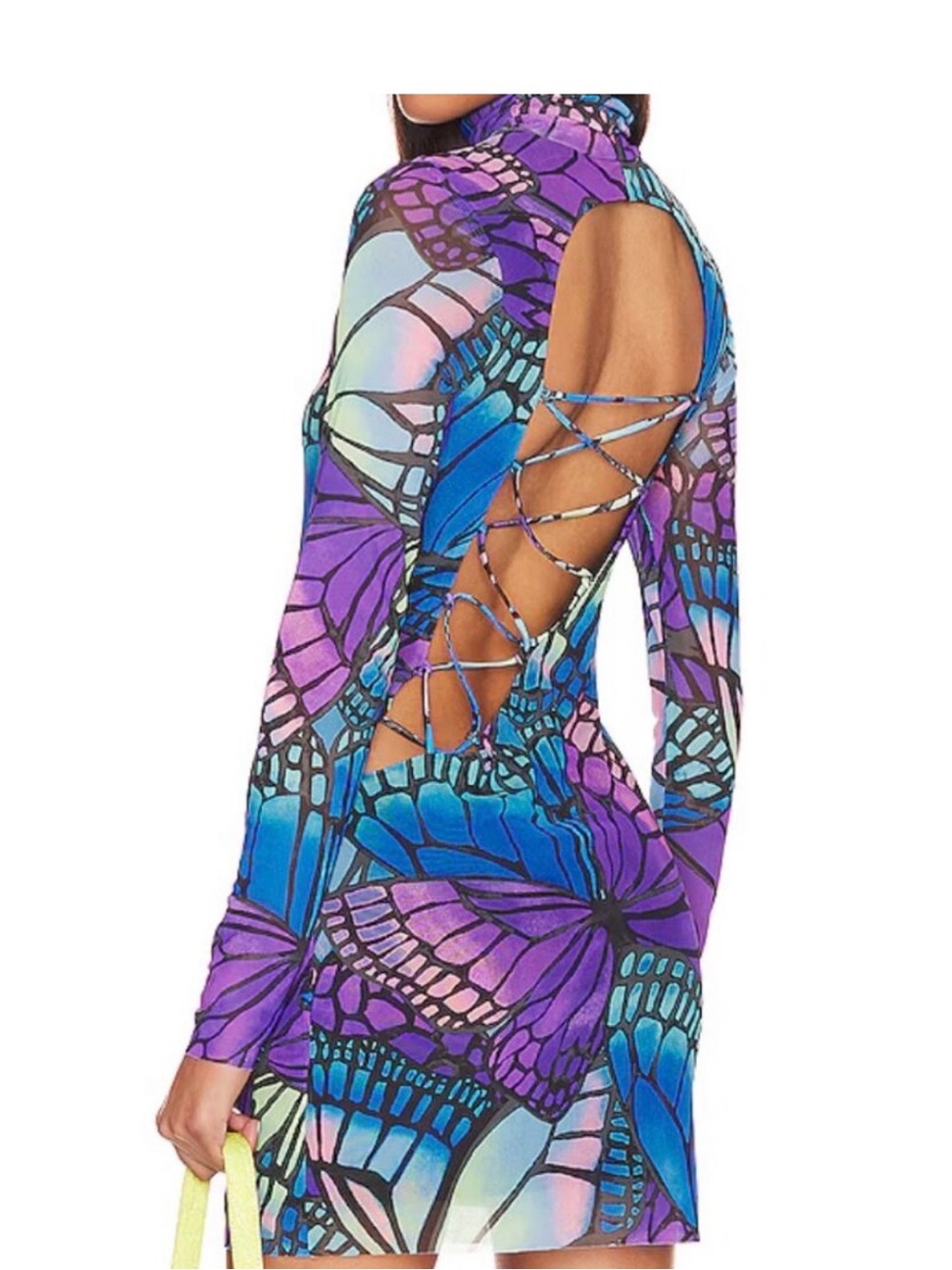 Afrm dress Justine lace up mini electric butterfly - Picture 1 of 6